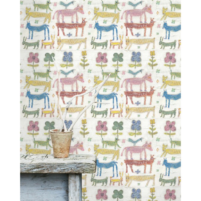 Stacked Animals Wallpaper • Whimsical Walls